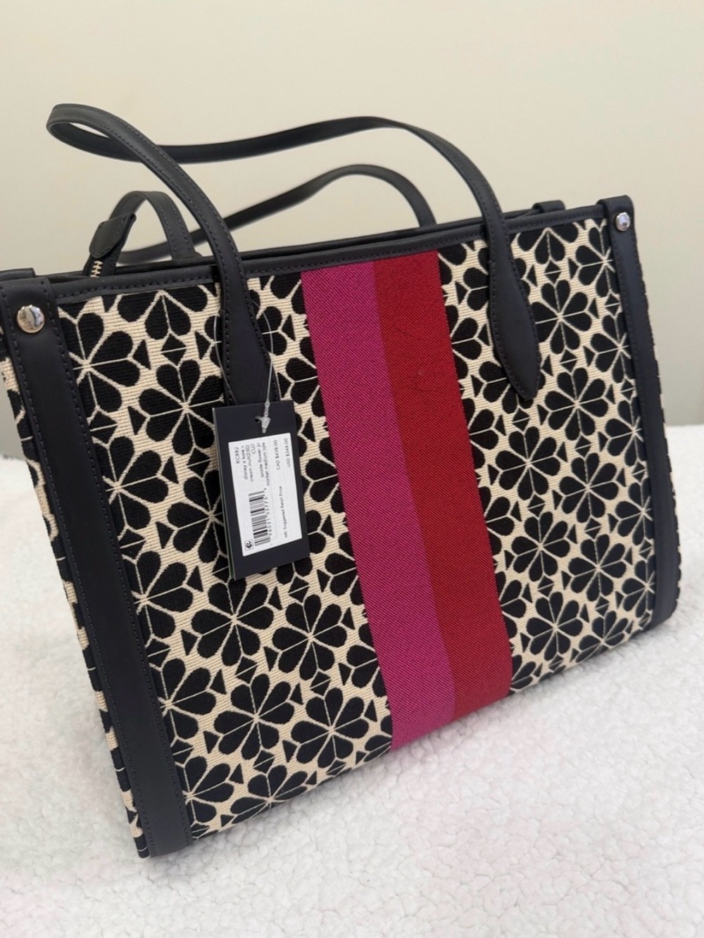 kate spade Black & Red Disney Mickey Minnie Floral Stripe Tote - Picture 3 of 7